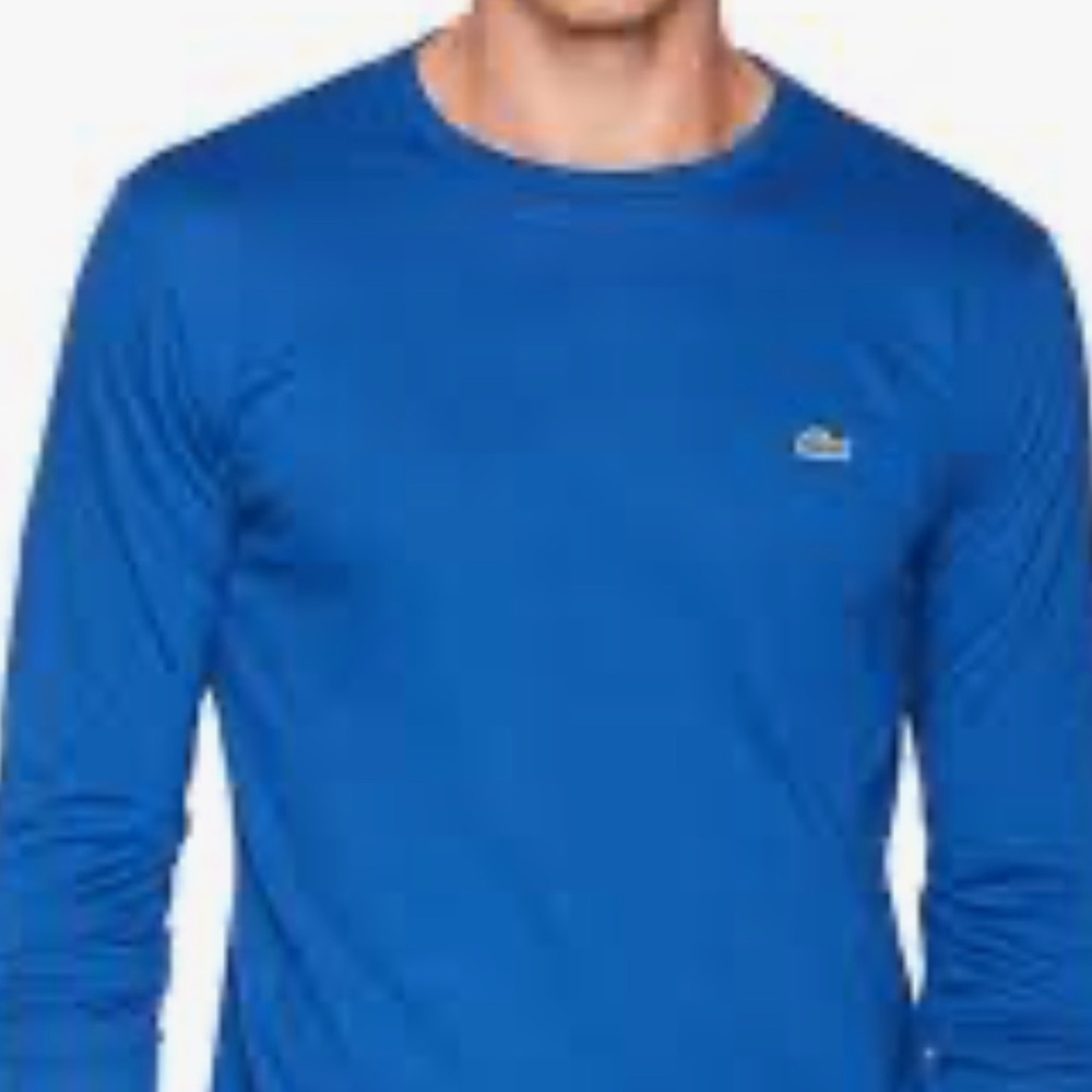 Lacoste Men's Vibrant Blue Long Sleeve Pima Cotton Regular Fit Crewneck T Shirt